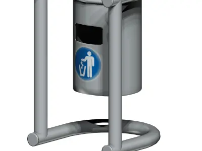 Aluminum stainless cage type garden trash can Low-poly 3D model