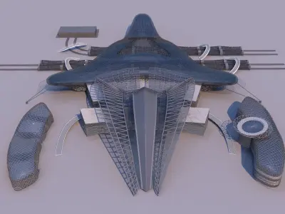 0155 - Train Station Building 3D model