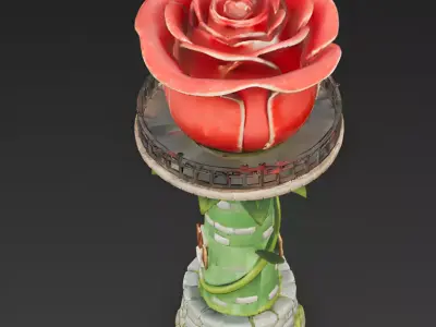 Bloom-Bastion Enchanted Rose Tower 3D Model Low-poly 3D model