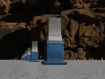 Street Light 8 Bollard 350mm Futuristic Blue Version 3 Low-poly 3D model