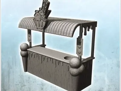Modern ice stand with badge and washbasin 5 3D print model