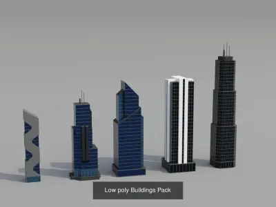 Low Poly Building Collection 3D Model Pack