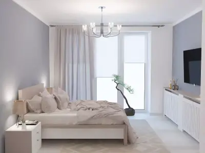 BEDROOM with walls and furniture 3D model