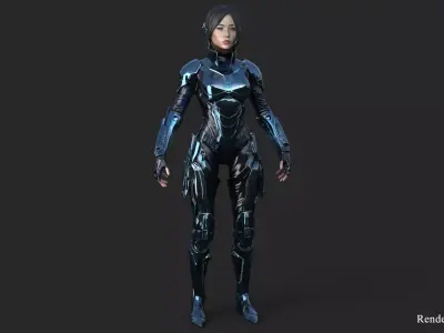 Futuristic Asian Girl High Detail 3D model