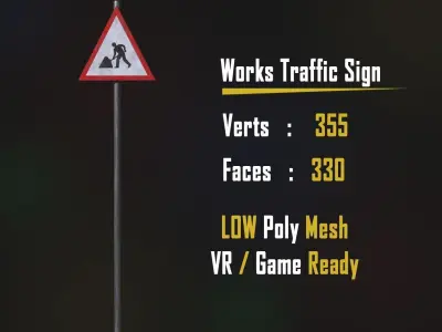Works Road Traffic Sign Free low-poly 3D model