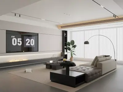 Light luxury living room 3D model shop