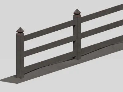 Low poly picket fence set Low-poly 3D model