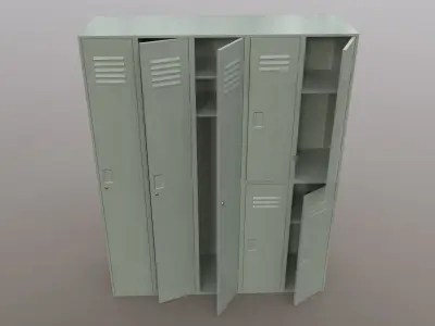 PBR School Gym Locker 07 - Pale Green Low-poly 3D model
