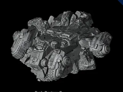 Tanks and Turrets  Destroyed Pack 3D print model