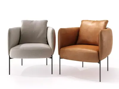 Bonnet chair with legs and upholstered seat 3D model