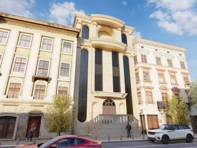 Classic stone facade-Building Classic Facade Element 3D model 6