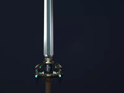 Chineese stylized two-handed sword Low-poly 3D model