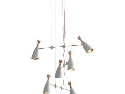 Replica light fixture with five lights hanging from it 3D model