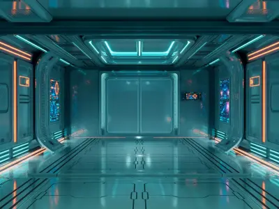 Sci-Fi Corridor Station Interior 3D model
