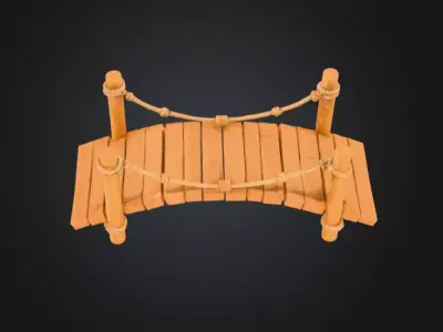 Cartoon Rope Wood Bridge Low-poly 3D model