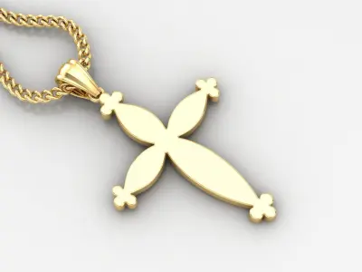 Light Gold 18K Cross Pendant 1CP064 3D print model