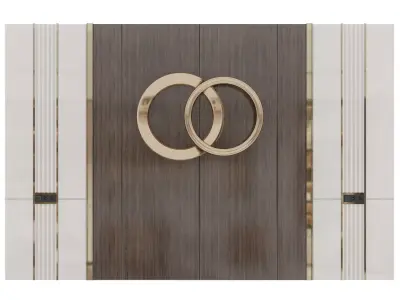 Panel two wedding rings on wooden door 3D model