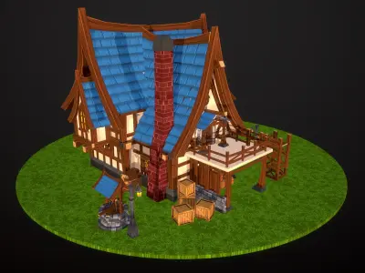 Medieval Tavern - Fully Handpainted 3D Model Low-poly 3D model