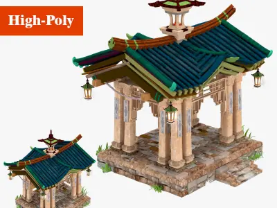 Japanese Pagoda 3D model  high-poly 3D model