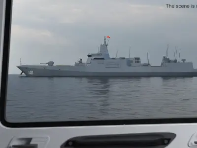  Type-055s Destroyer with Harbin Z-9WZ Helicopter 