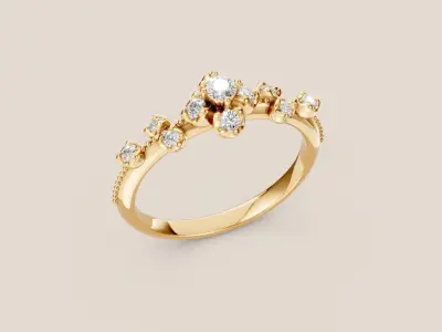 Elegant Gold Ring with Dazzling Diamonds 3D print model