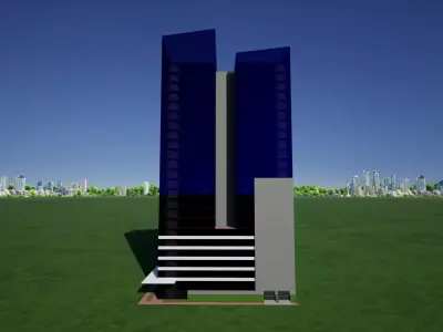 Office Tower II Low-poly 3D model