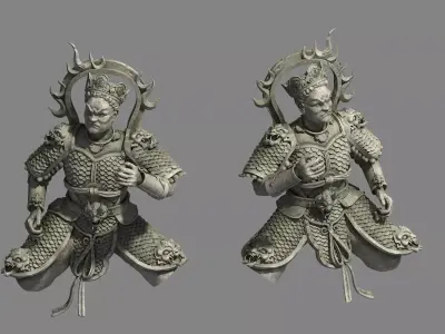 Zen - altar stone statues 02 3D model
