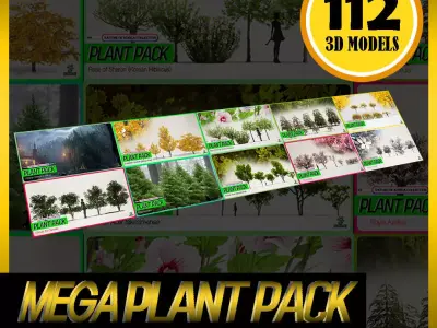 MEGA PLANT PACK - 10 Korea Street Plant Pack Low-poly 3D model