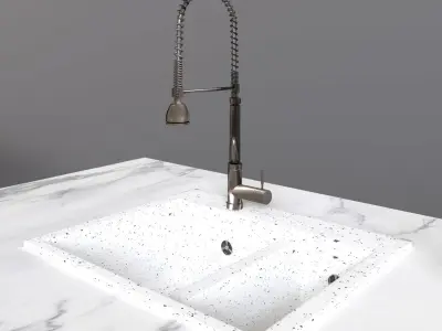 Kitchen faucet and sink 3D model