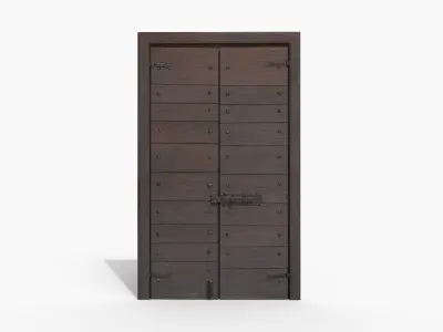 Wooden door 4 Low-poly 3D model