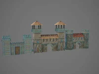 Gates medieval castle Low-poly 3D model
