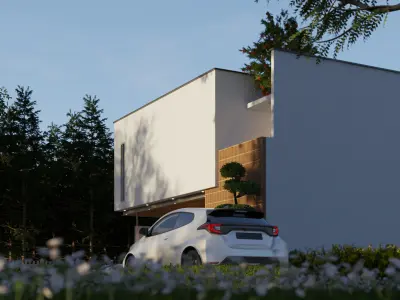 Floating Cubic Minimalist Villa PBR 3D Model 3D model