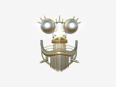 Steampunk Mask A04 White Gold - SciFi Character Design Low-poly 3D model