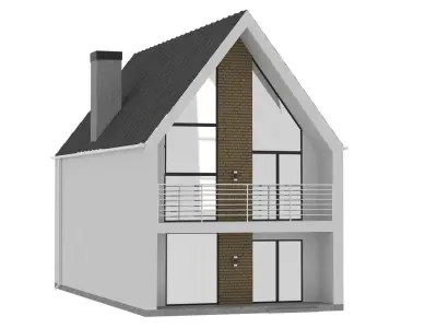 two-storey house Low-poly 3D model