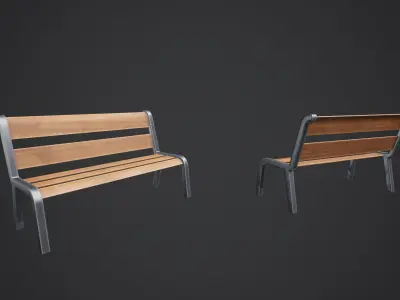 Stylized Wooden Bench Low-poly 3D model purchase