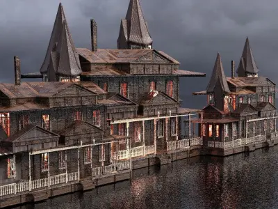 Spooky Mansion street 3D model