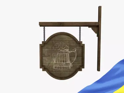 Old signboard Low-poly 3D model