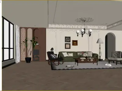 Light French Retro Style 3D model