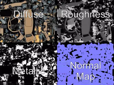 Beige City Bus model pack Low-poly 3D model