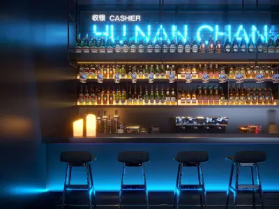 Contemporary Lounge Bar 3D model