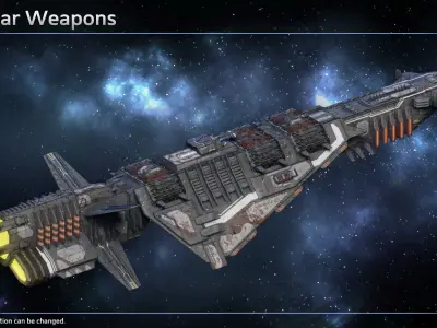 Spaceship Progenitor Battlecruiser Low-poly 3D model