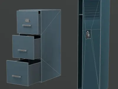 Low Poly Lockers filing cabinet with three drawers Free low-poly 3D model