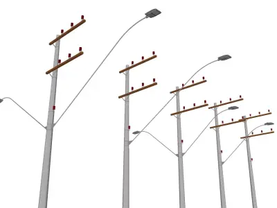 Concrete Lamp Post - Light Pole - Street Light - Group 12 3D model