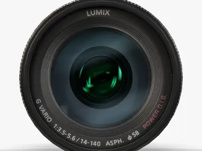 Panasonic Lumix G Vario 14-140mm f3-5 5-6 ASPH Power O-I-S Lens Low-poly 3D model