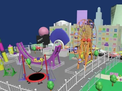 Village - Urban Low-poly 3D model