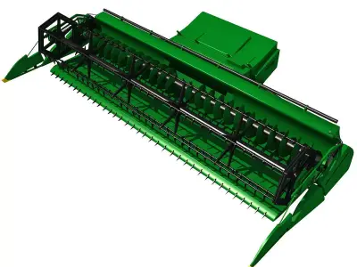 Green Combine Threshing 3D model
