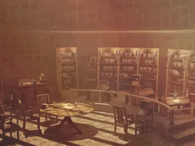 Medieval Library Model Pack Rustic Low-poly 3D model