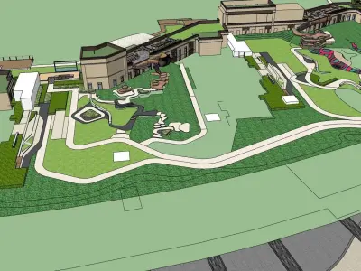 classical mall with apartment buildings 3D model