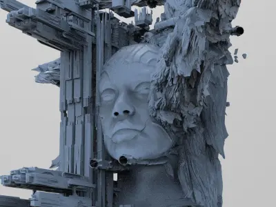 Ancient Crystal Sci fi tower cliff 7 3D model