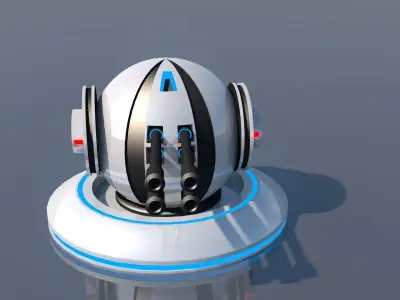 Sci Fi Robotic Machine Gun Low-poly 3D model